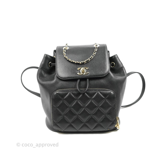 Chanel Quilted Business Affinity Backpack Black Caviar Gold Hardware