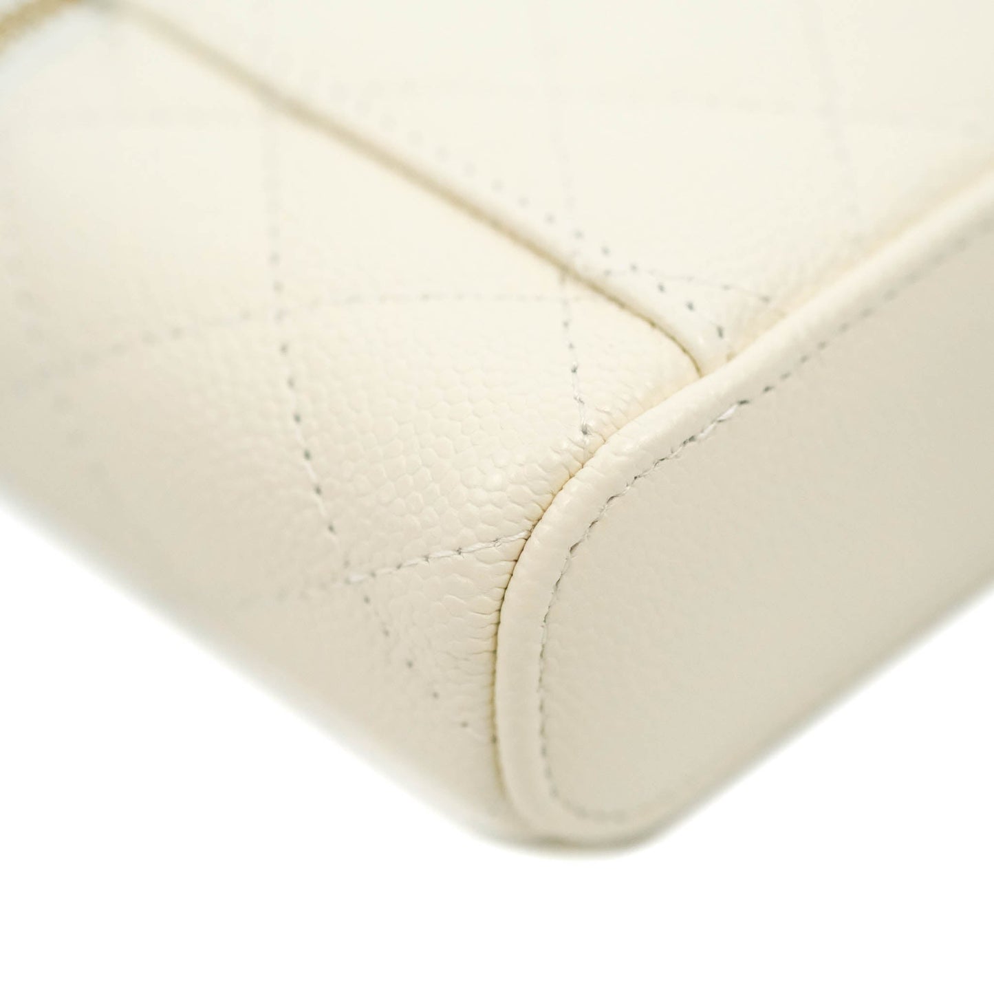 Chanel Quilted Small Handle With Care Vanity Case With Chain White Caviar Gold Hardware