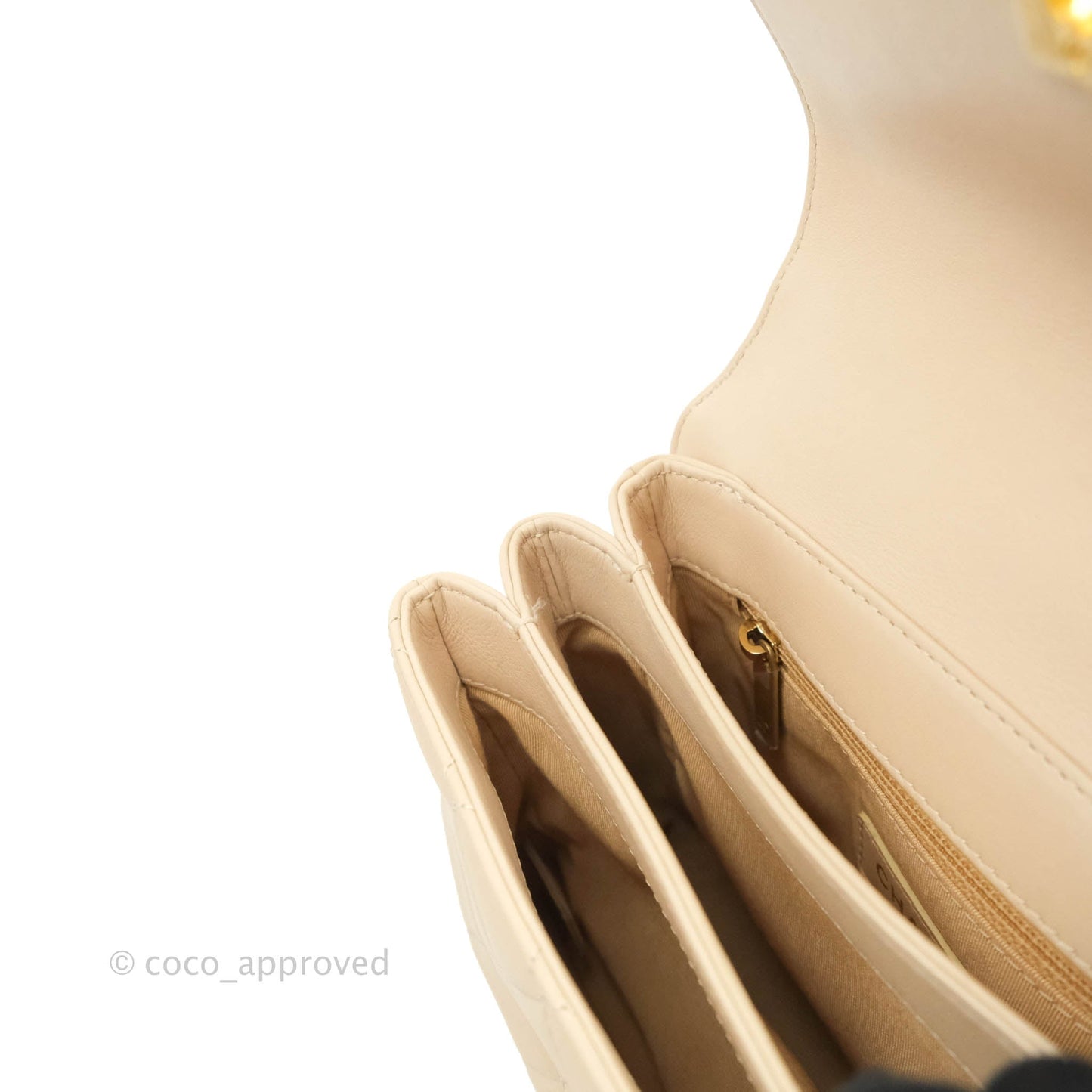 Chanel Small Gold Top Handle Bag Light Beige Lambskin Aged Gold Hardware