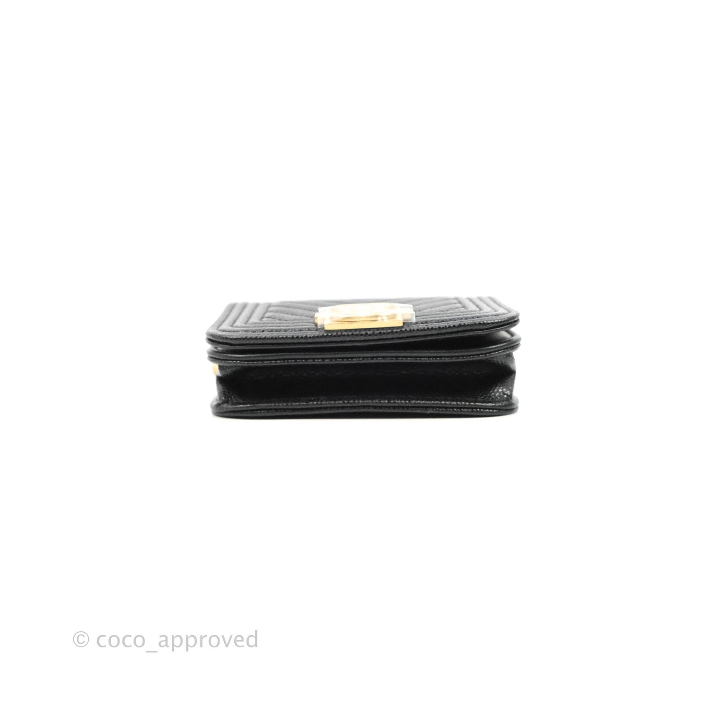Chanel Chevron Boy Belt Bag Black Caviar Aged Gold Hardware