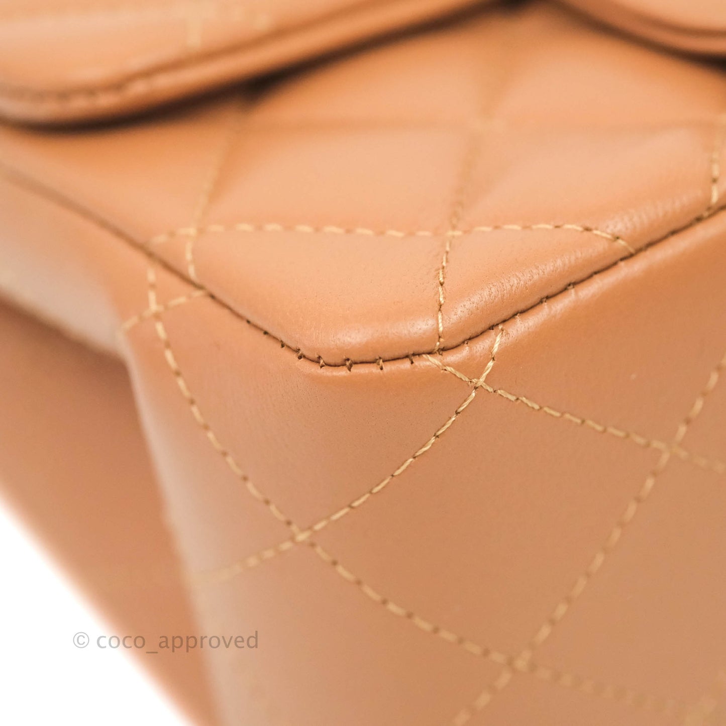Chanel Classic Quilted Mini Square Caramel Dark Beige Lambskin Gold Hardware