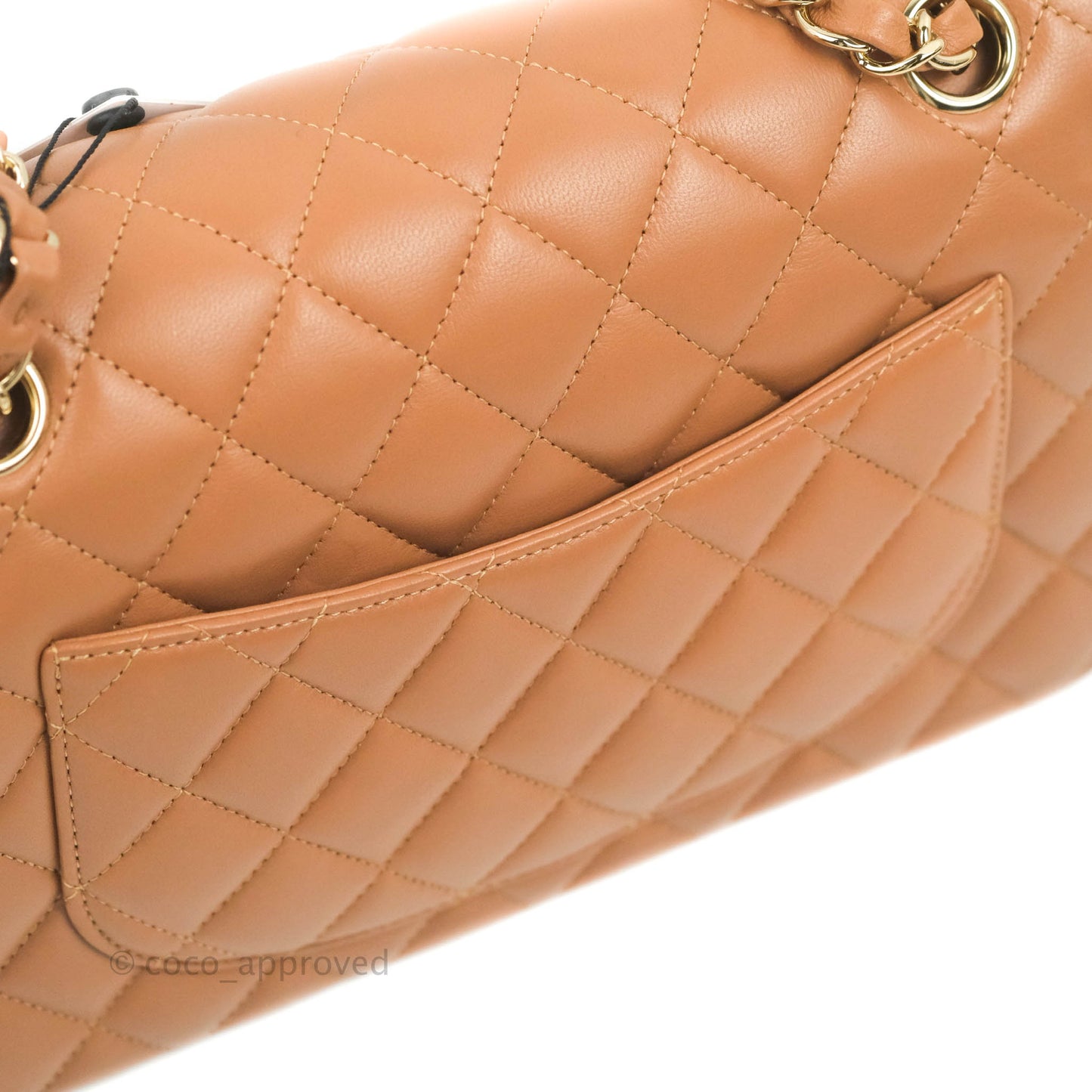 Chanel Small Classic Quilted Flap Dark Beige Caramel Lambskin Gold Hardware 22S