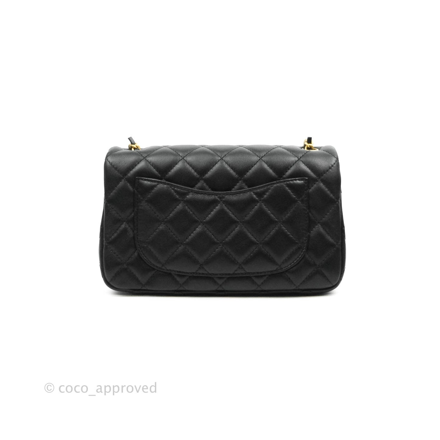 Chanel Mini Rectangular Pearl Crush Quilted Black Lambskin Gold Hardware