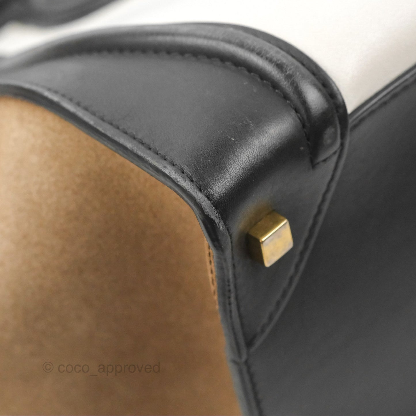 Celine Mini Luggage Bag Black/White/Brown Calfskin