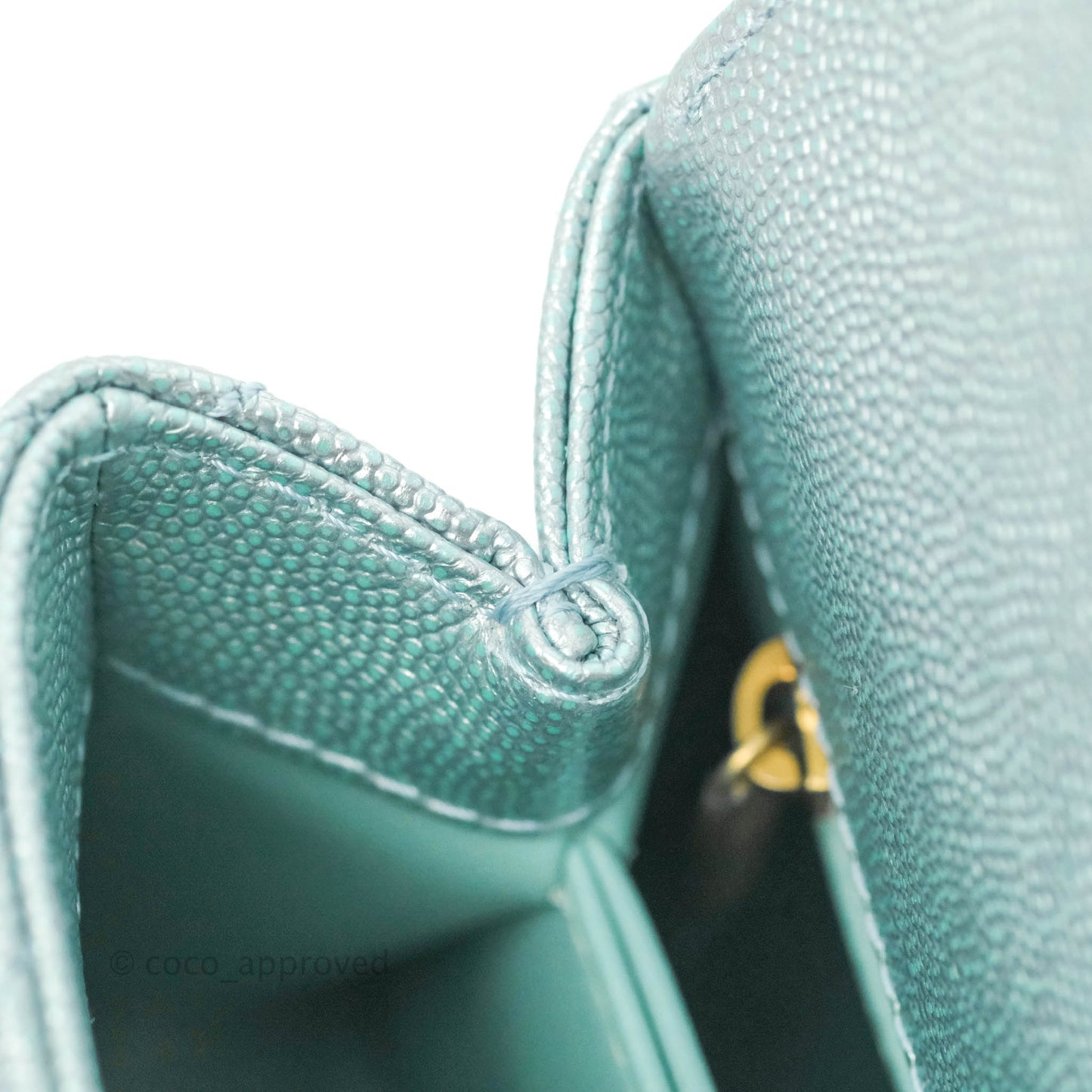 Chanel Mini Coco Handle Quilted Iridescent Blue Caviar Gold Hardware