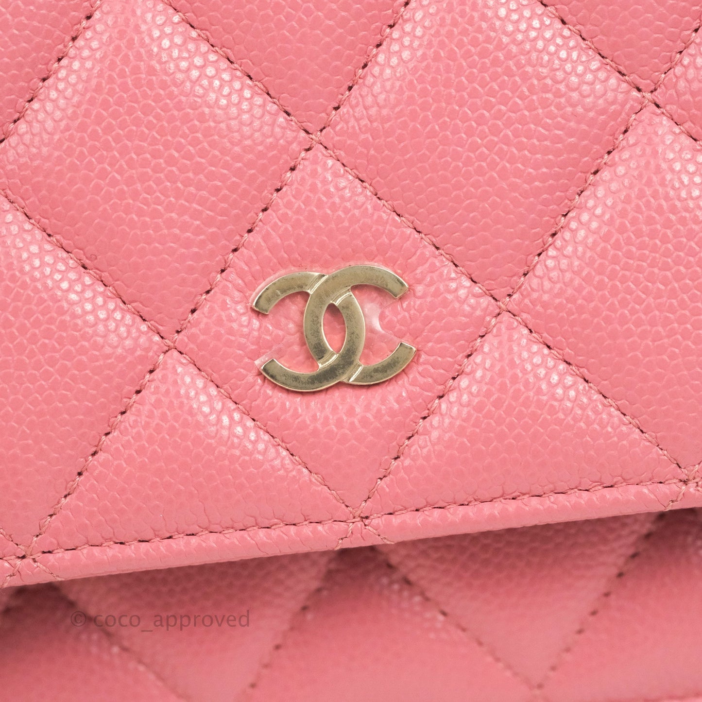 Chanel Quilted Classic Wallet on Chain WOC Pink Caviar Gold Hardware