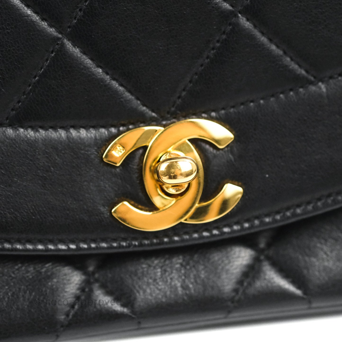 Chanel Vintage Small Quilted Classic Diana Flap Bag Black Lambskin 24K Gold Hardware