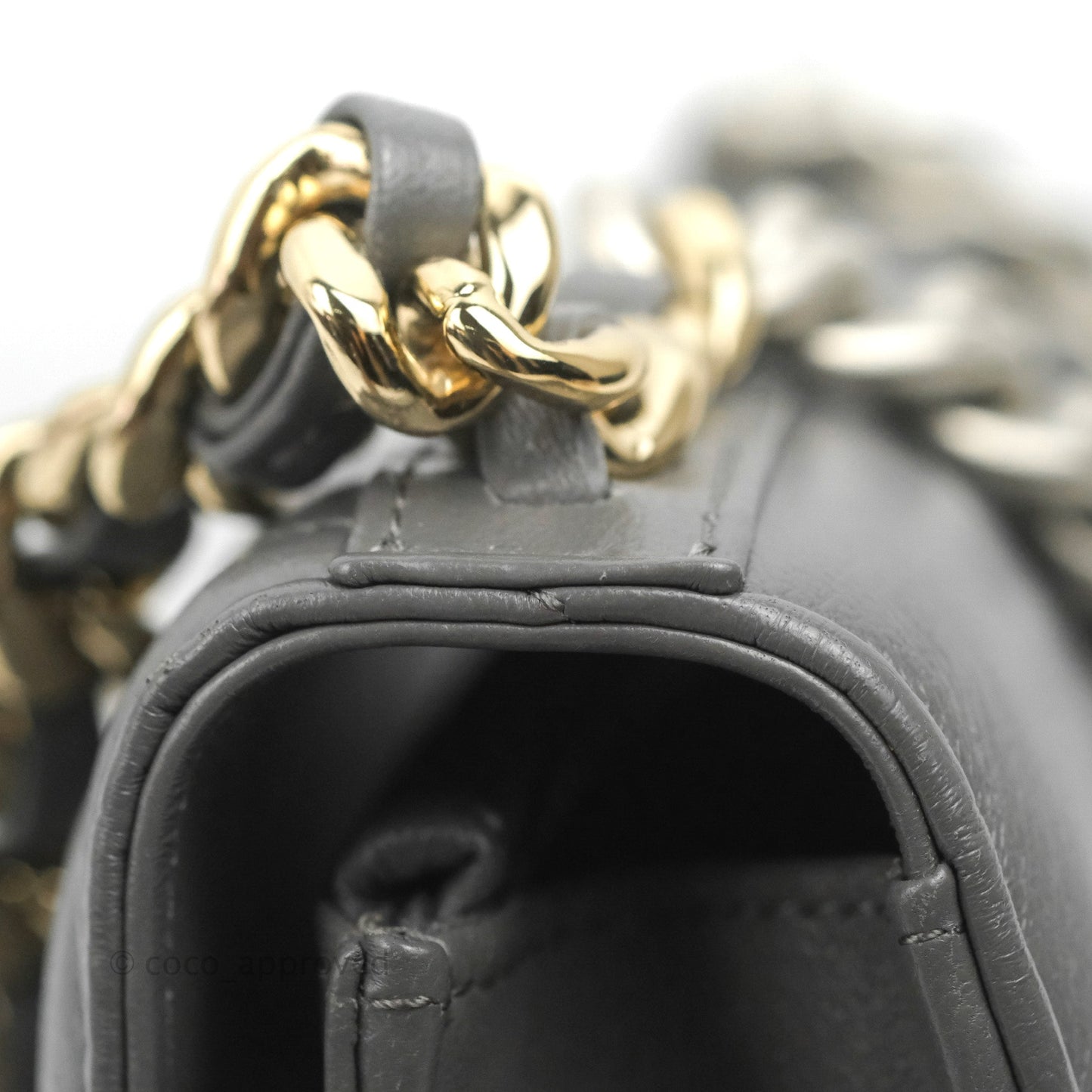 Chanel 19 Wallet on Chain WOC Dark Grey Lambskin Mixed Hardware