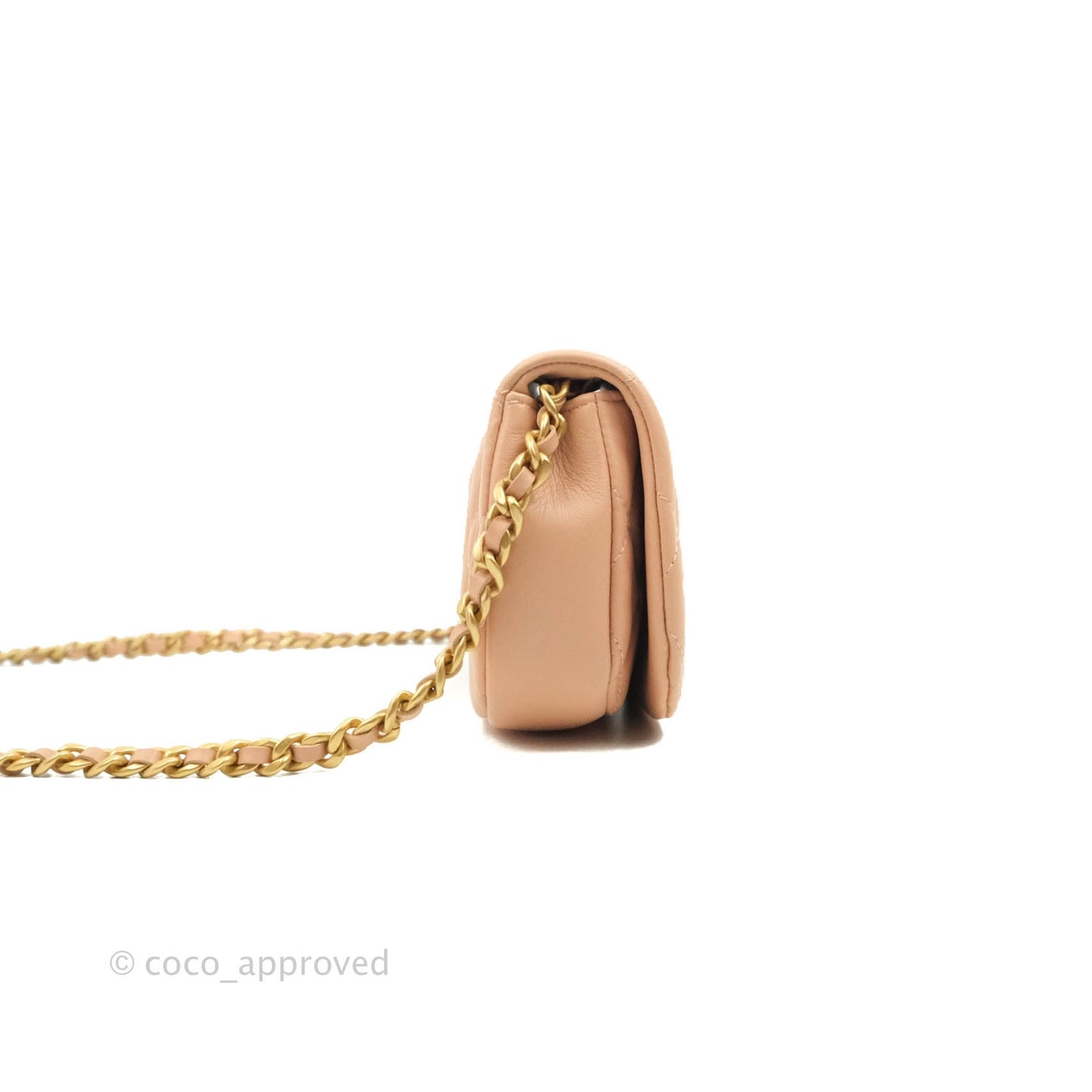 Chanel Clutch with Chain Beige Pink Calfskin Aged Gold Hardware