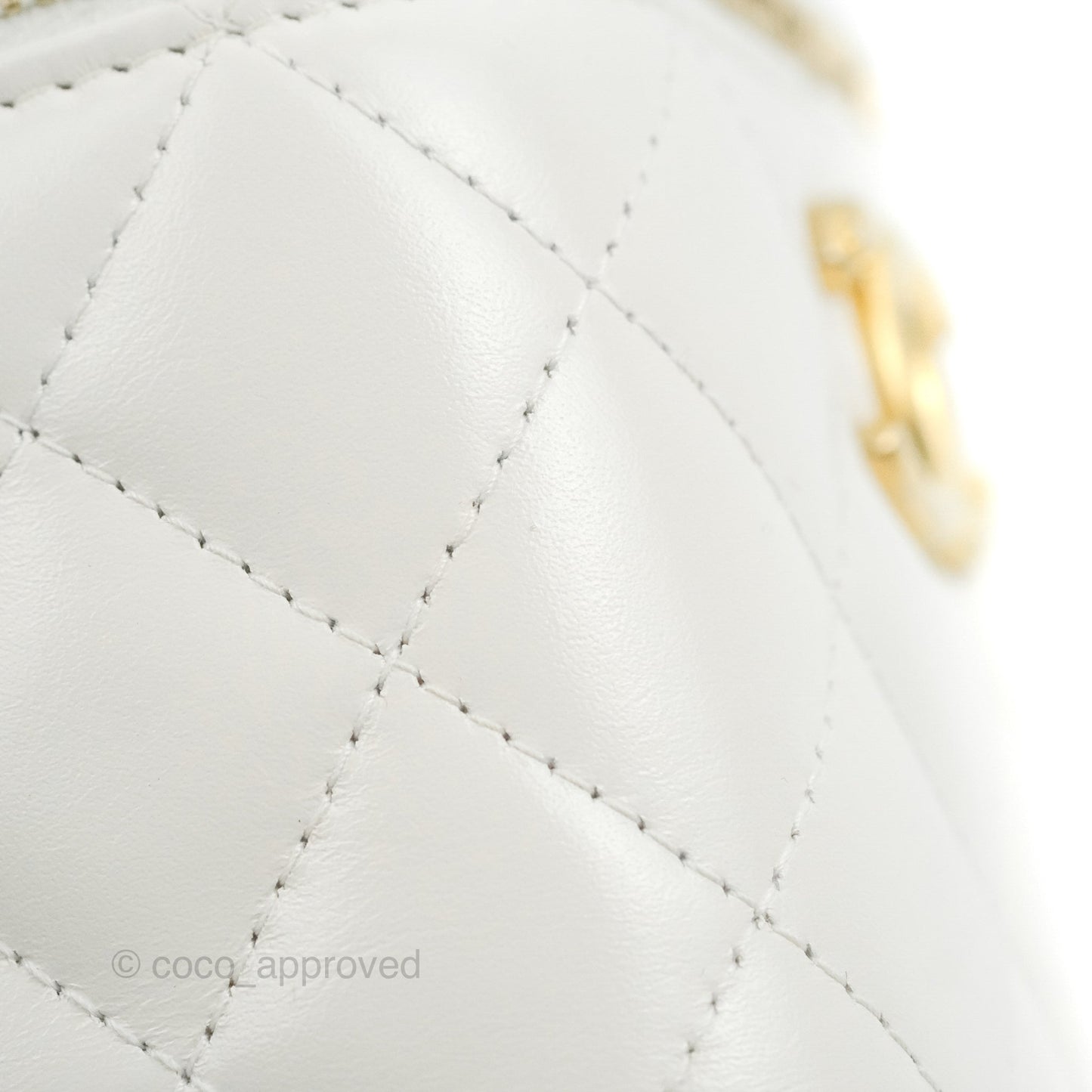 Chanel Quilted Mini Perfect Fit Vanity With Chain White Calfskin Aged Gold Hardware