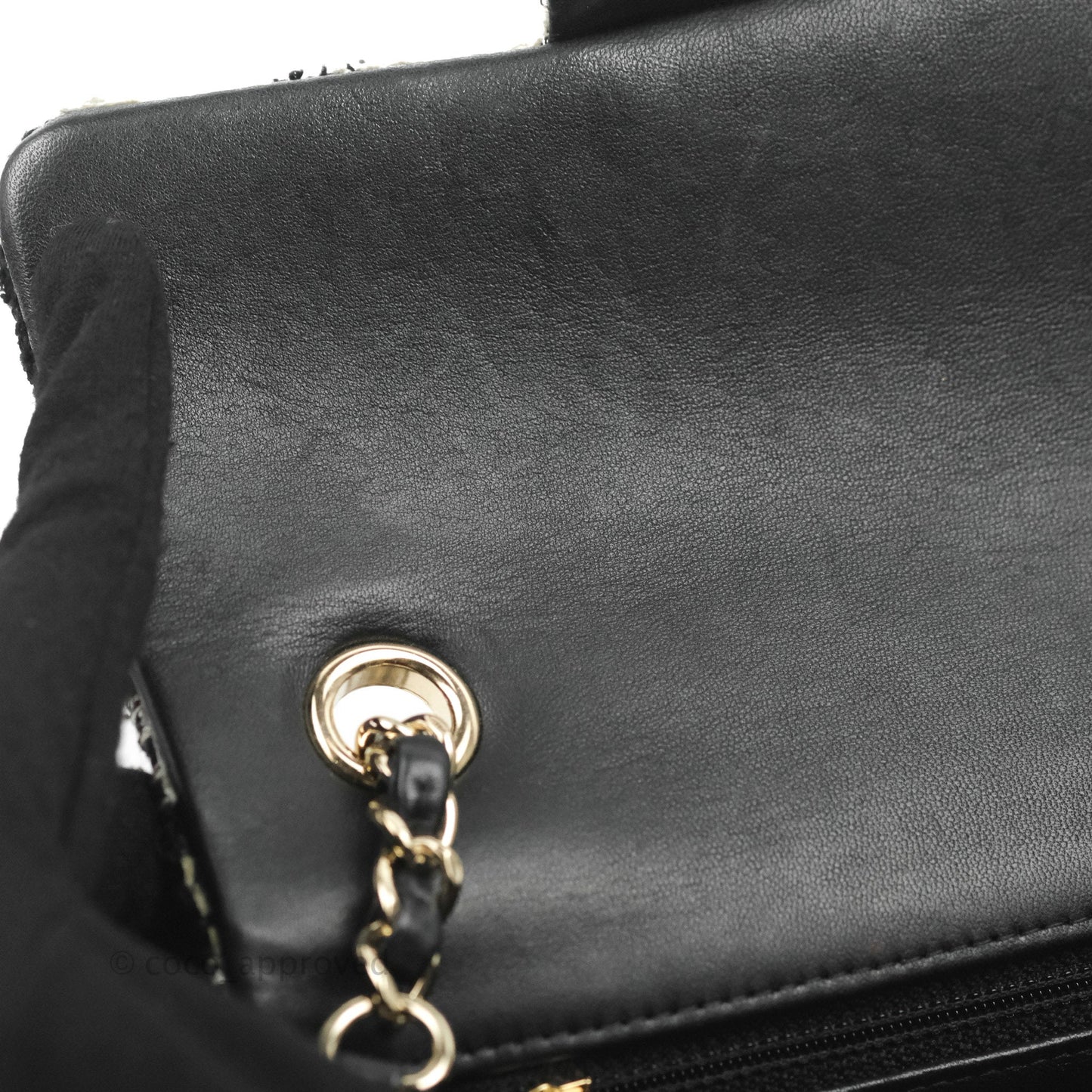 Chanel Quilted Mini Rectangular Flap Tweed Houndstooth Black & White Gold Hardware