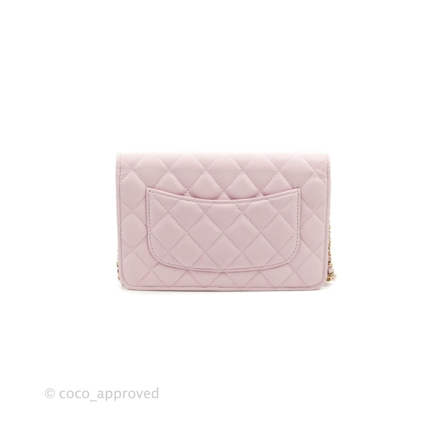 Chanel Quilted CC Chain Wallet on Chain WOC Light Pink Caviar Gold Hardware 22P