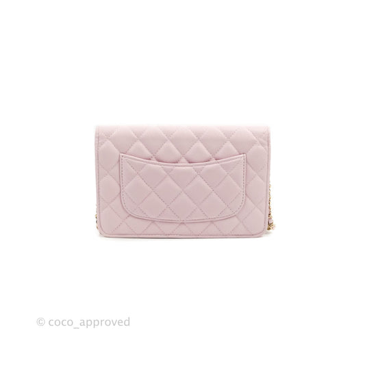 Chanel Quilted CC Chain Wallet on Chain WOC Light Pink Caviar Gold Hardware 22P