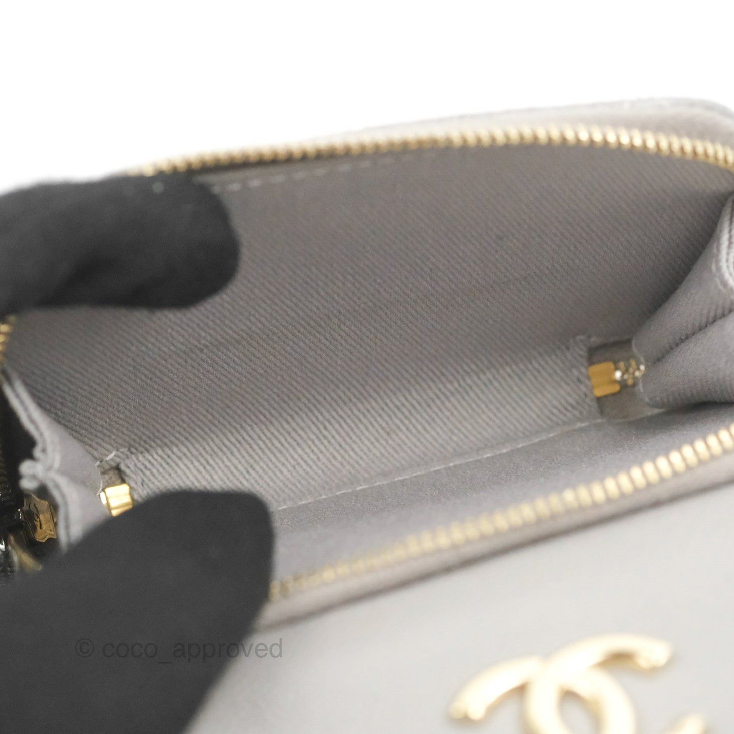 Chanel Business Affinity Drawstring Bucket Bag Grey Caviar Gold Hardware