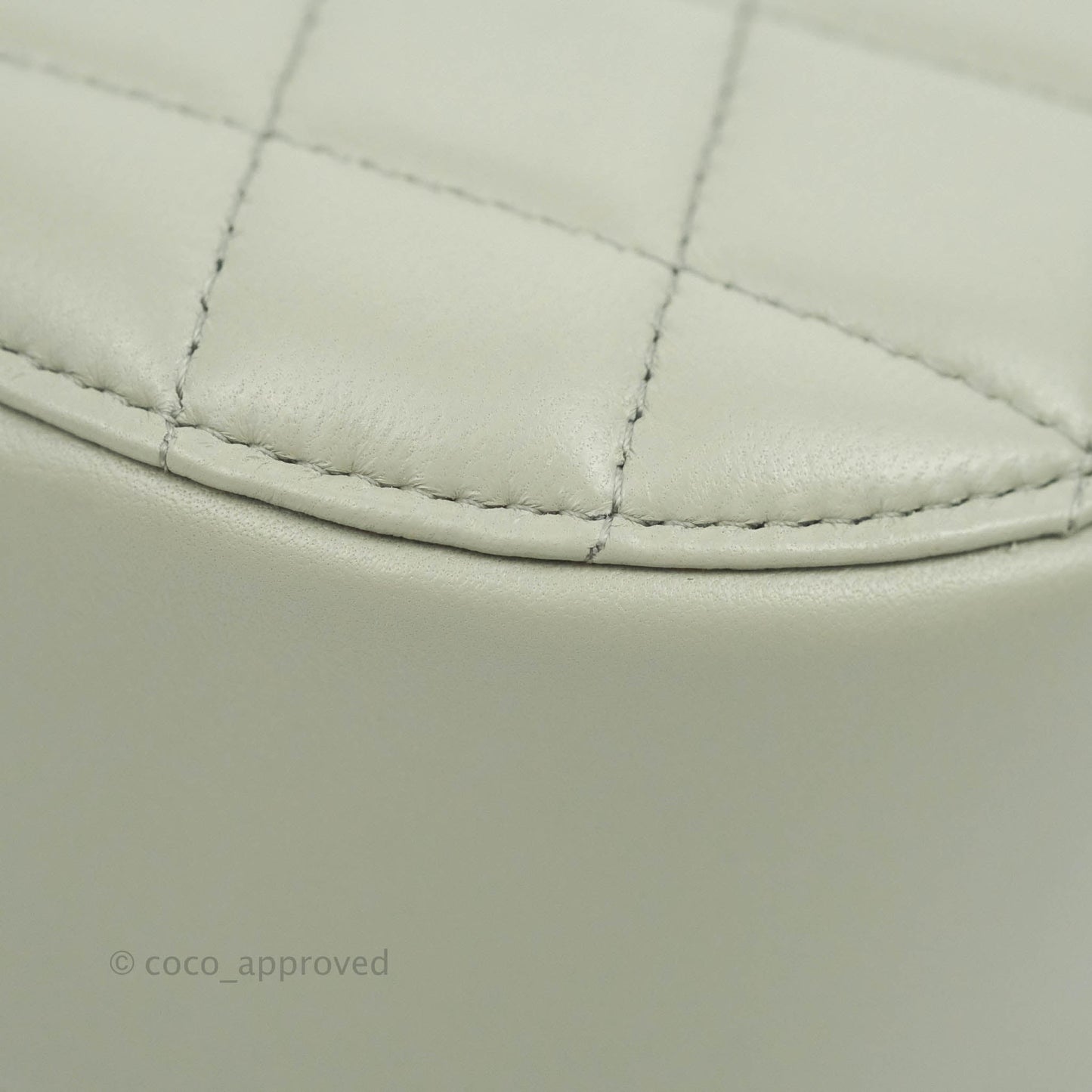 Chanel Quilted Round Pearl Crush Clutch With Chain Grey Lambskin Aged Gold Hardware