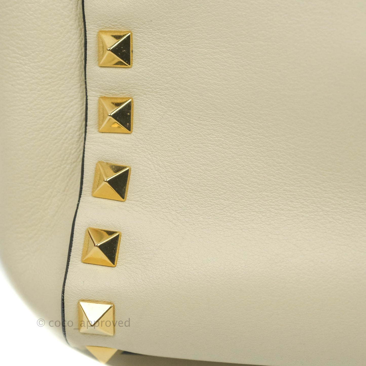 Valentino Garavani Rockstud Mini Trapeze Shoulder Bag White Calfskin Gold Hardware