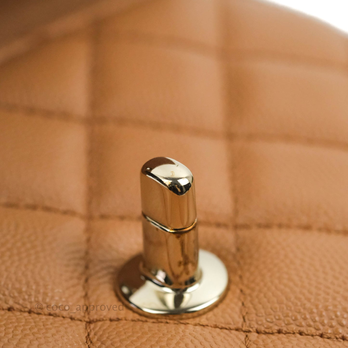 Chanel Mini Coco Handle Quilted Dark Beige Caramel Caviar Lizard Embossed Handle Gold Hardware