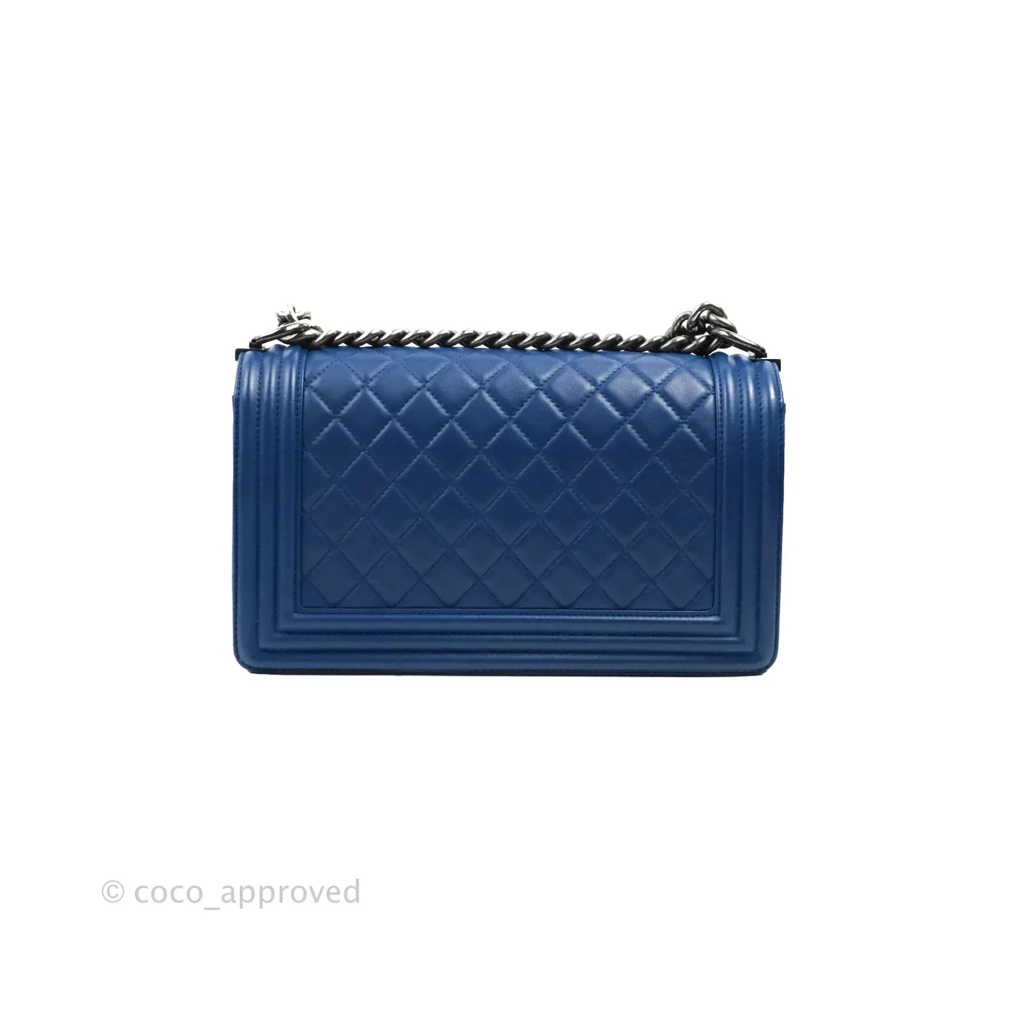 Chanel Quilted Medium Boy Blue Calfskin Ruthenium Hardware