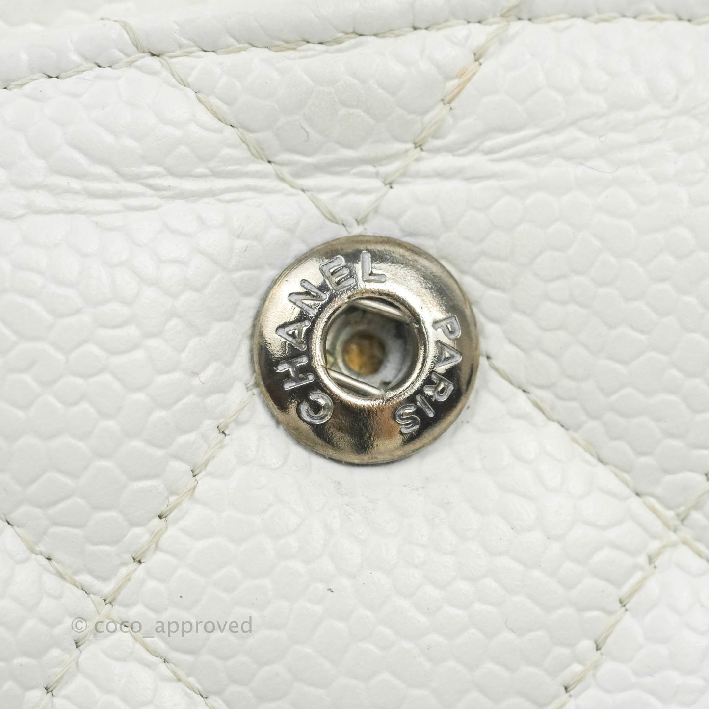 Chanel Classic M/L Medium Double Flap White Caviar Silver Hardware