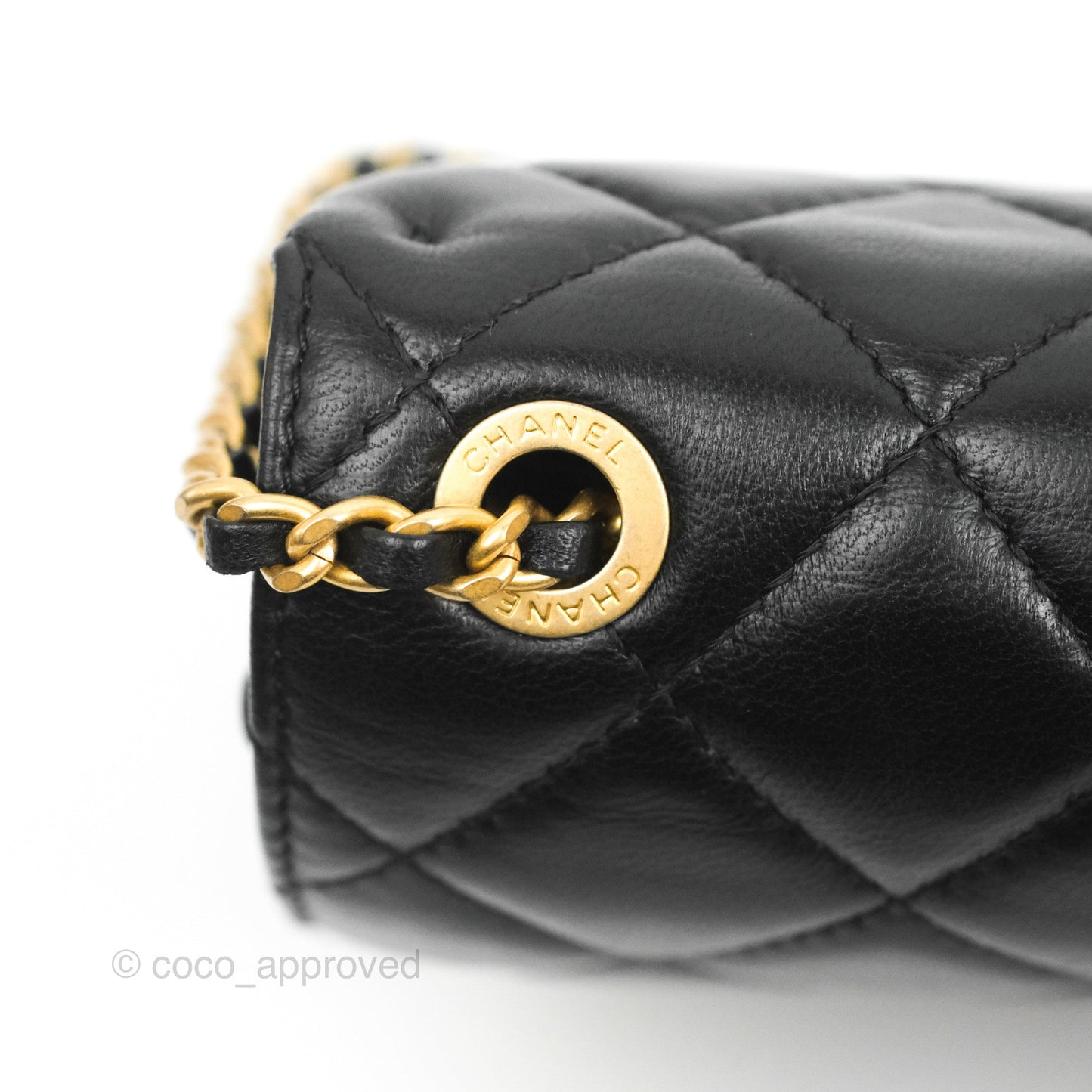 Chanel Flap Bag Black Lambskin Aged Gold Hardware