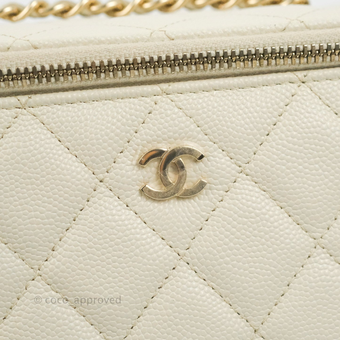 Chanel Classic Vanity with Chain Ivory Caviar Gold Hardware