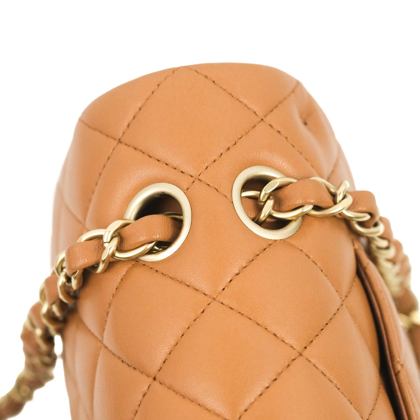 Chanel Classic M/L Medium Flap Quilted Dark Beige Caramel Lambskin Gold Hardware