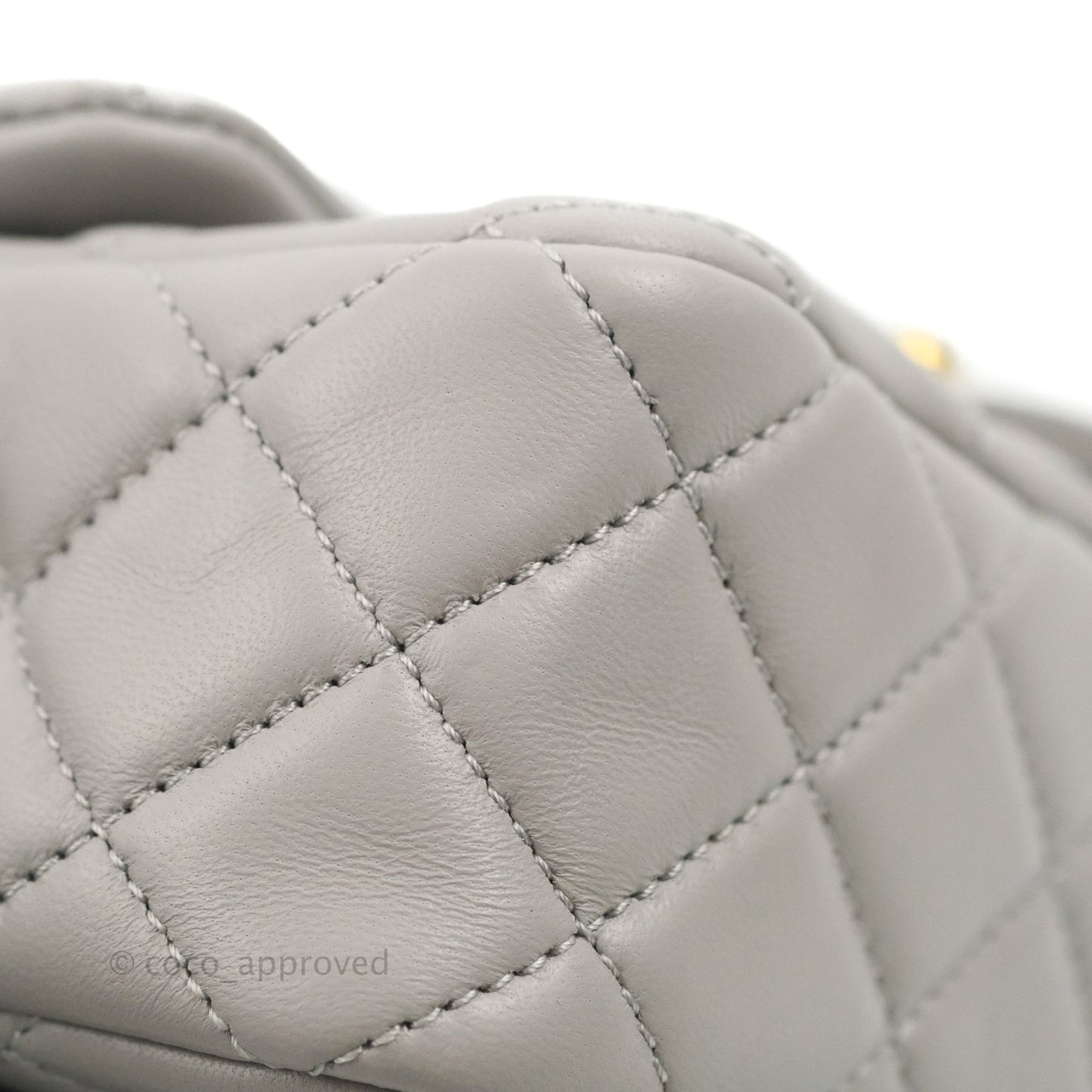 Chanel Mini Rectangular Pearl Crush Quilted Grey Lambskin Aged Gold Hardware
