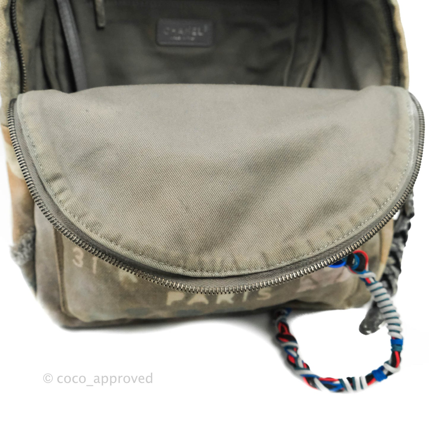 Chanel Medium Graffiti Printed Canvas Backpack Beige