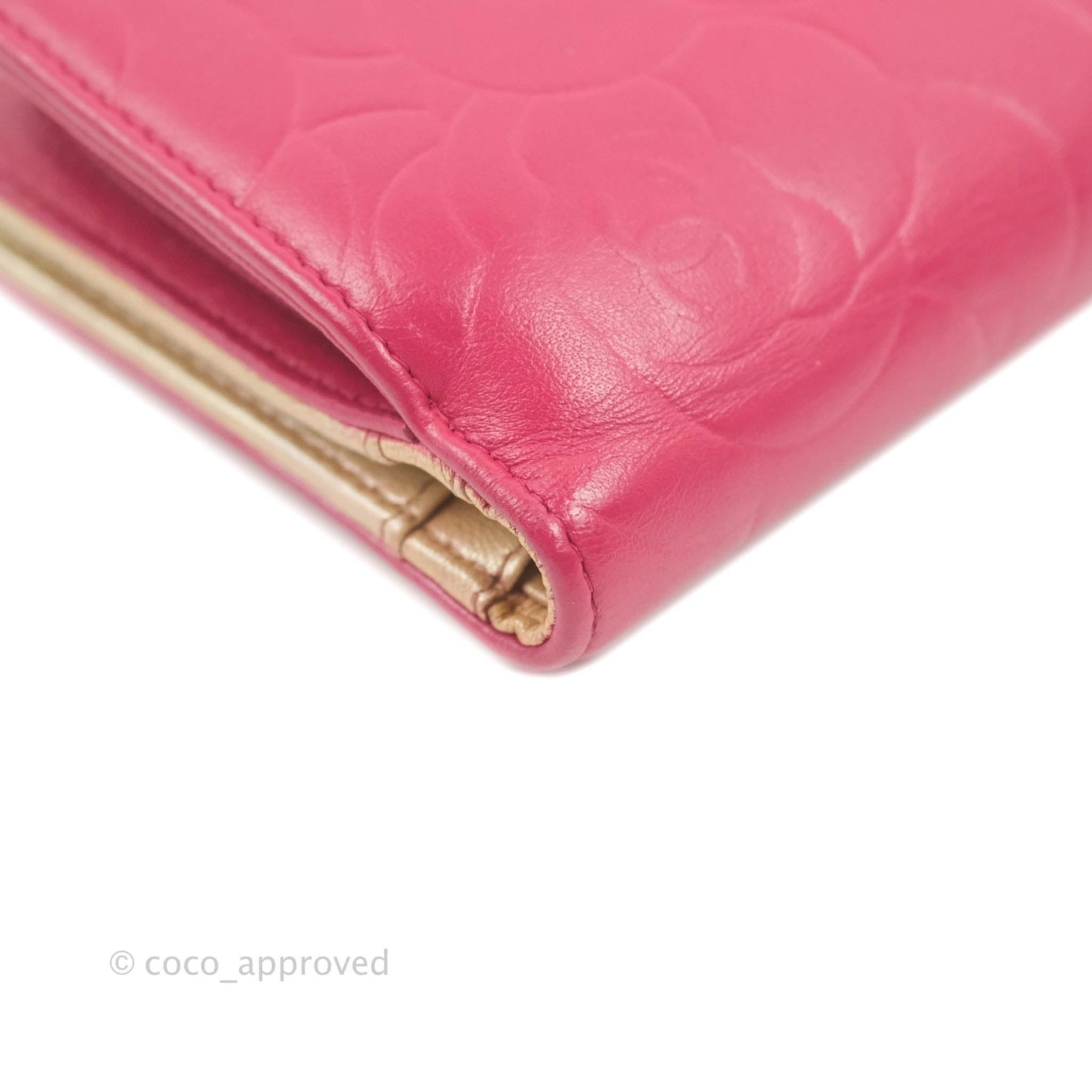 Chanel Wallet in Pink Camellia Embossed Lambskin