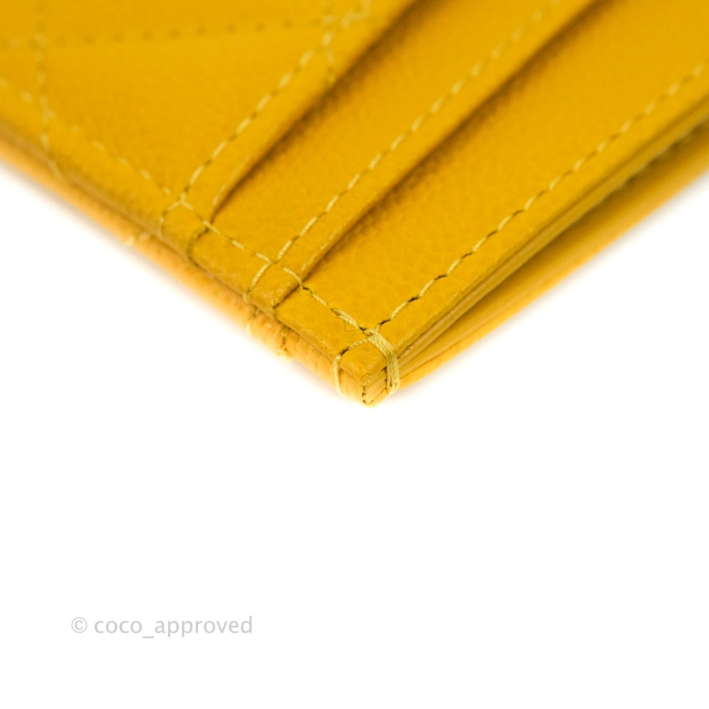 Chanel Classic Flat Card Holder Yellow Caviar Silver Hardware