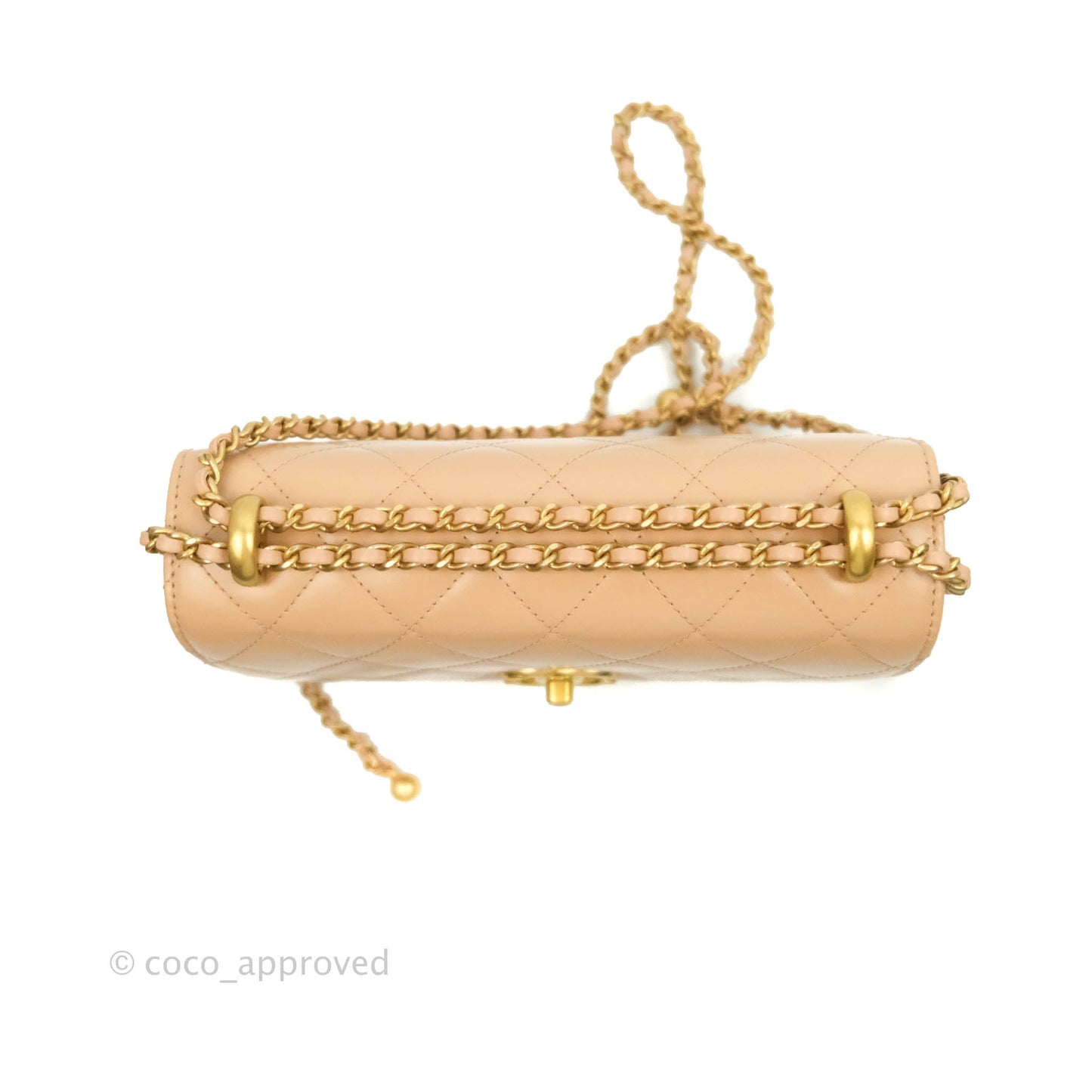 Chanel Quilted Small Perfect Fit Adjustable Beige Calfskin Gold Hardware 21A