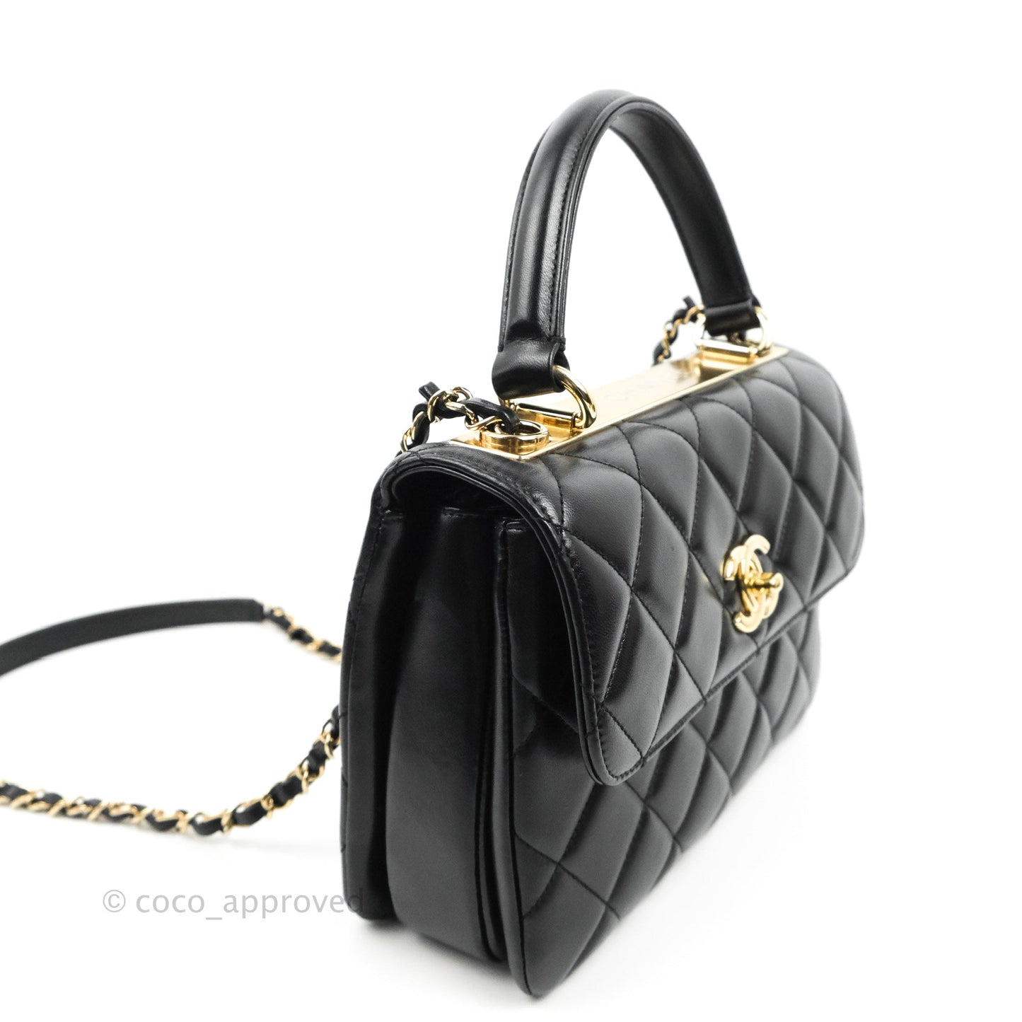 Chanel Small Trendy CC Black Lambskin Gold Hardware