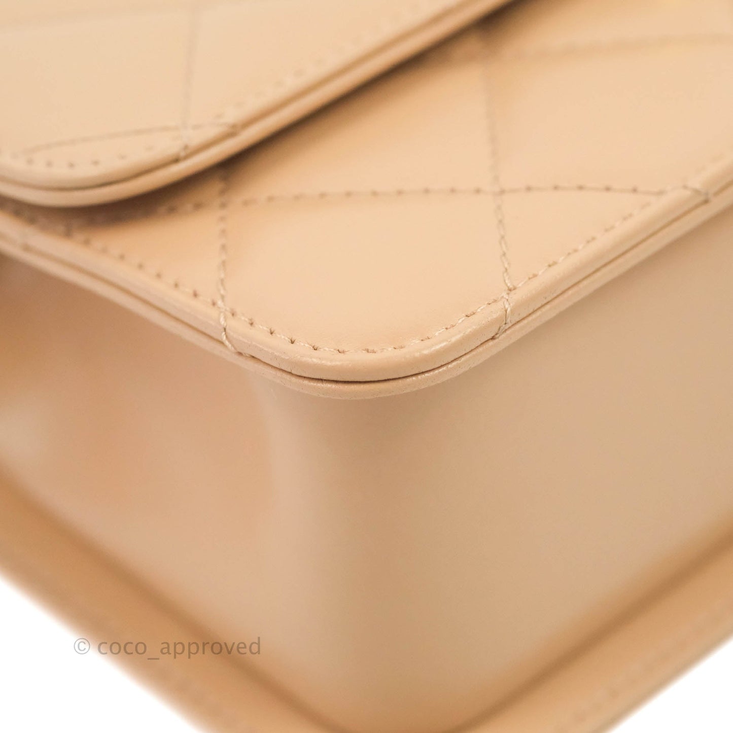 Chanel Quilted Perfect Fit Adjustable Beige Calfskin Gold Hardware 21A