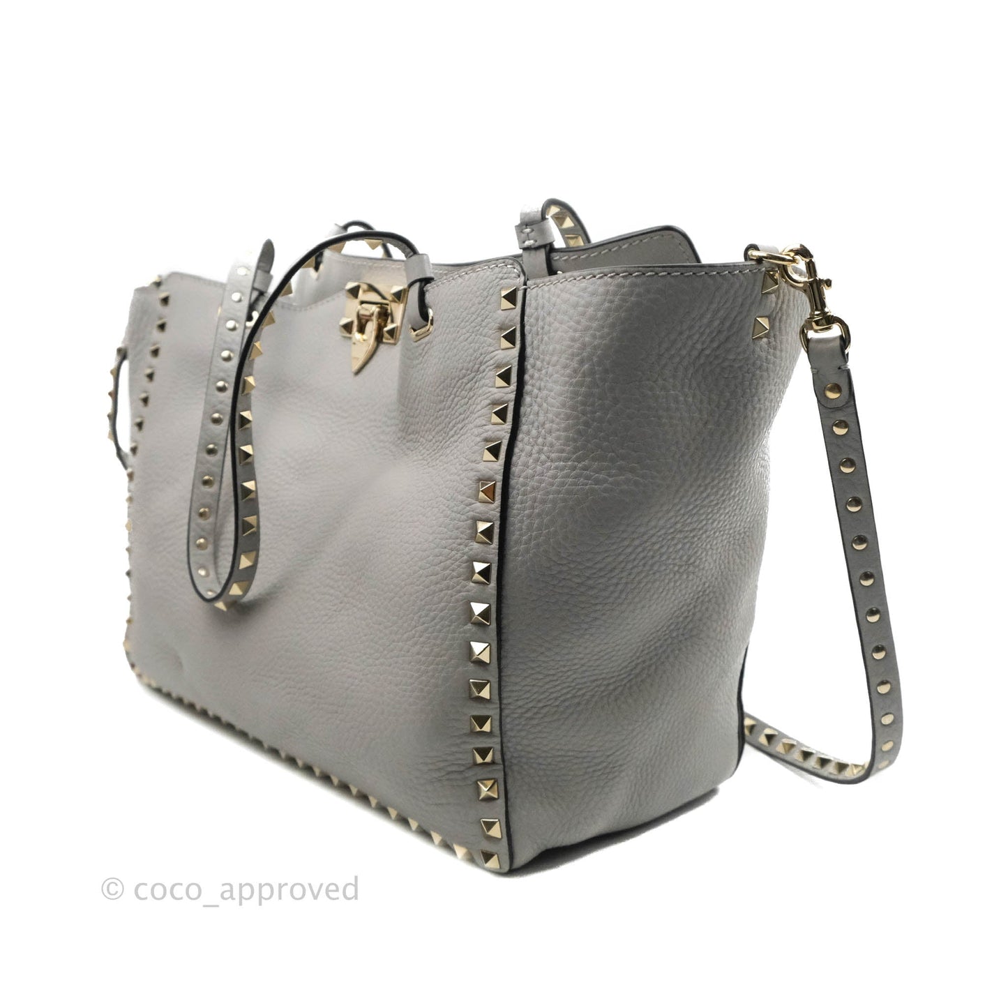 Valentino Garavani Medium Rockstud Bag Grey Grainy Calfskin