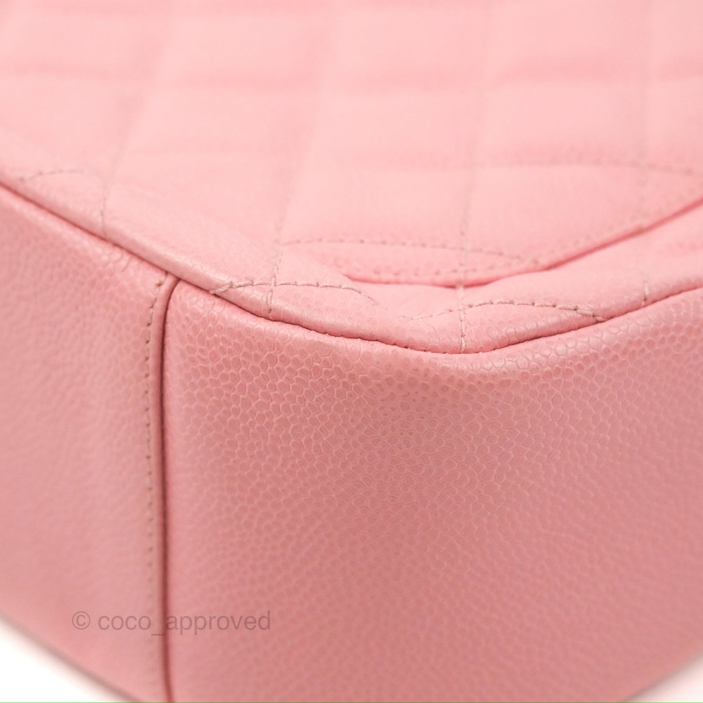 Chanel Vintage CC Quilted Shoulder Bag Pink Caviar Gold Hardware