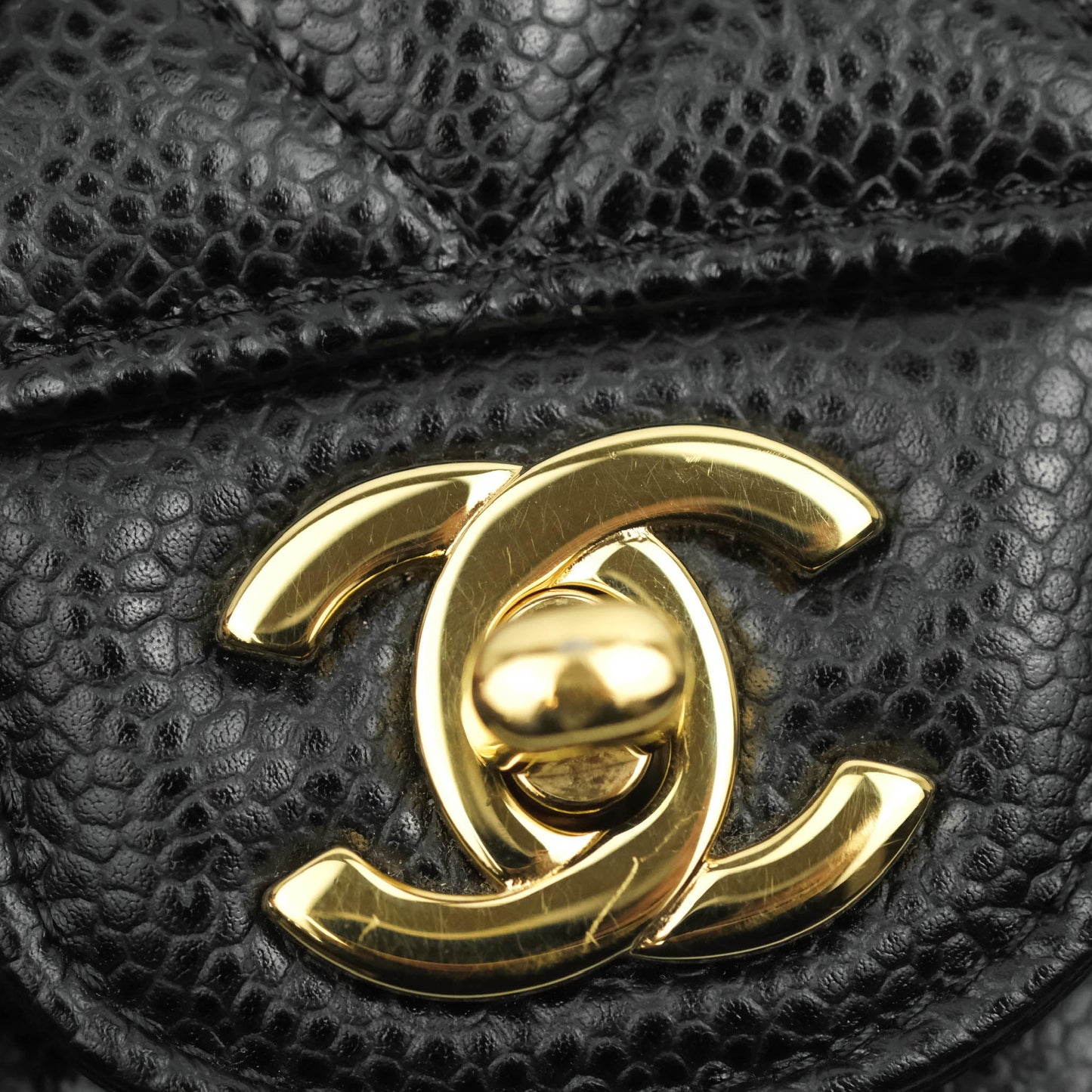 Chanel Classic M/L Medium Double Flap Black Caviar Gold Hardware