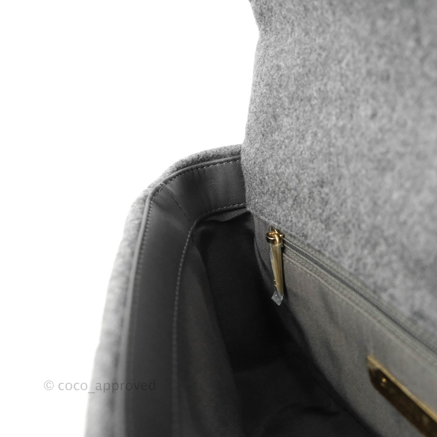 Chanel 19 Small Grey Wool Fabric Mixed Hardware