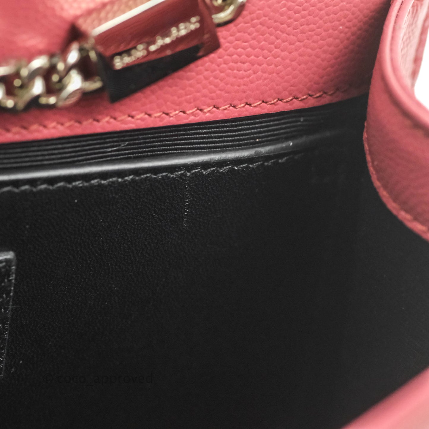 Saint Laurent New Small Classic Monogram Kate Chain Bag Mystic Rose Grained Calfskin Silver Hardware