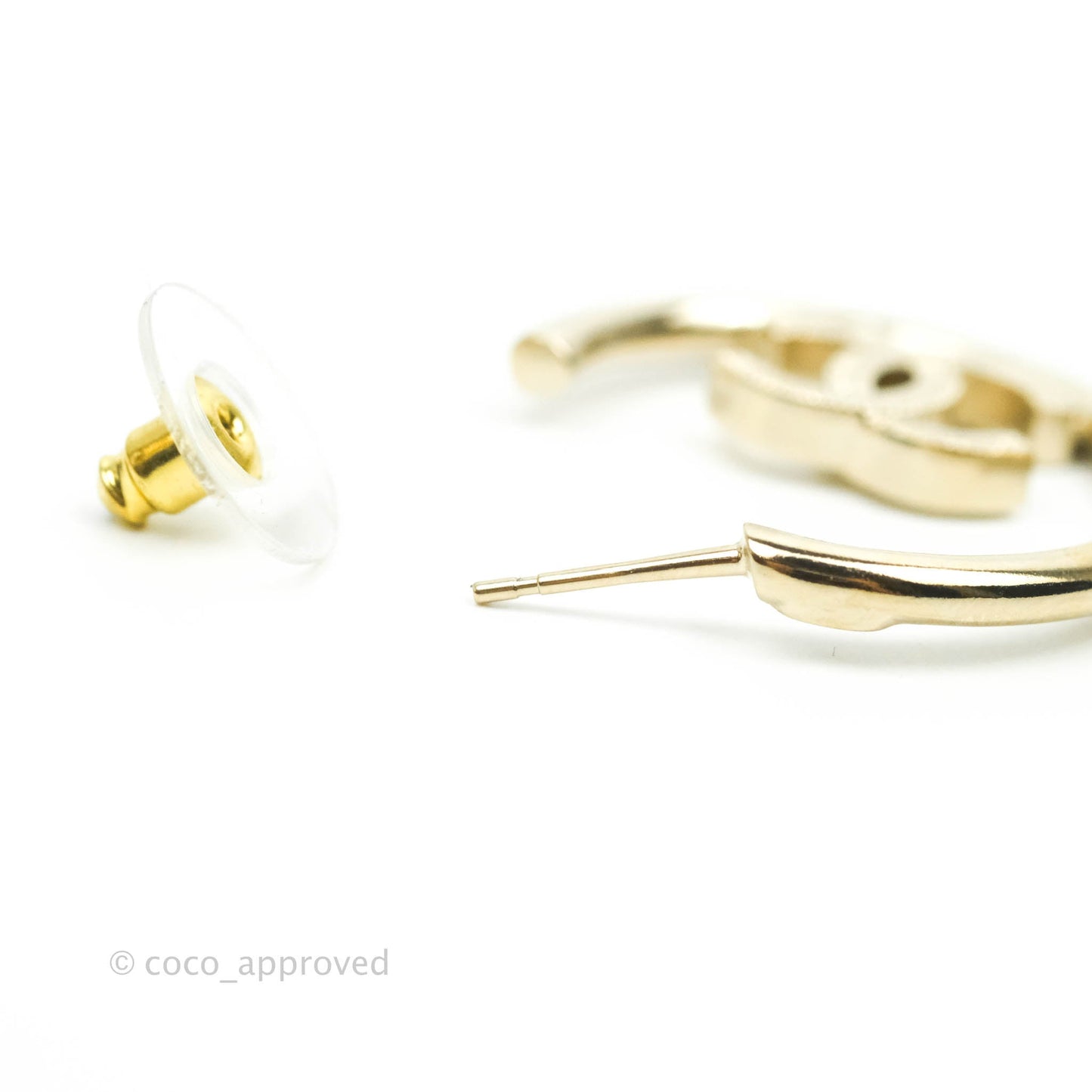 Chanel CC Hoop Earrings Gold Tone 22P