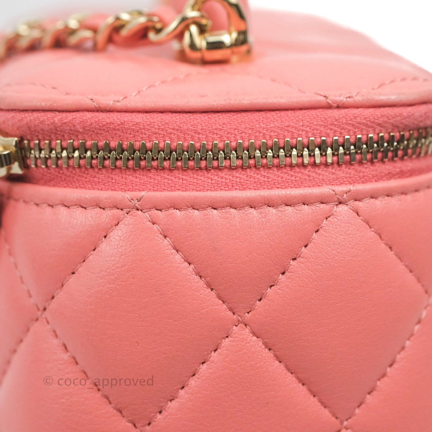 Chanel Vanity Rectangular Top Handle Pink Lambskin Gold Hardware