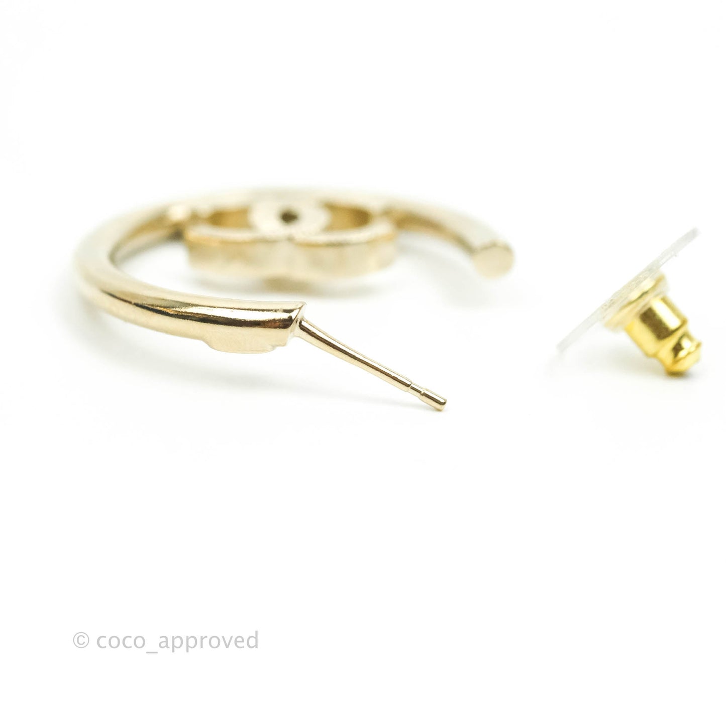 Chanel CC Hoop Earrings Gold Tone 22P