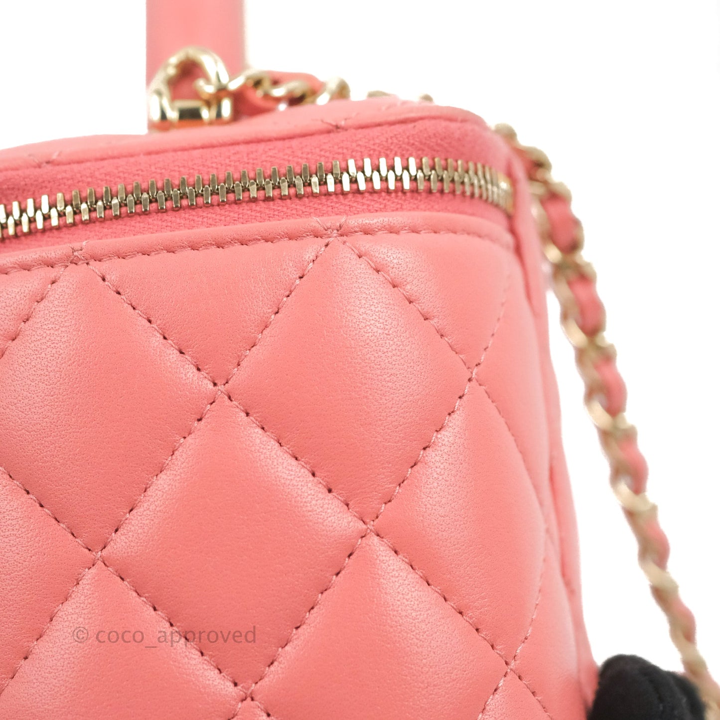 Chanel Vanity Rectangular Top Handle Pink Lambskin Gold Hardware
