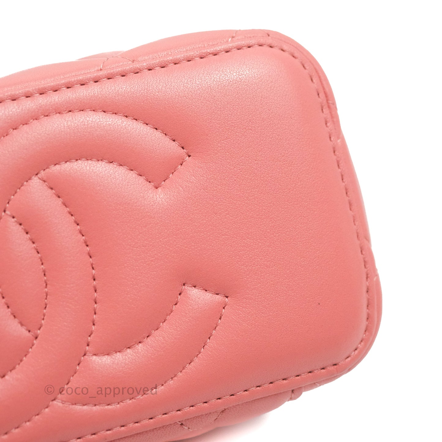 Chanel Vanity Rectangular Top Handle Pink Lambskin Gold Hardware