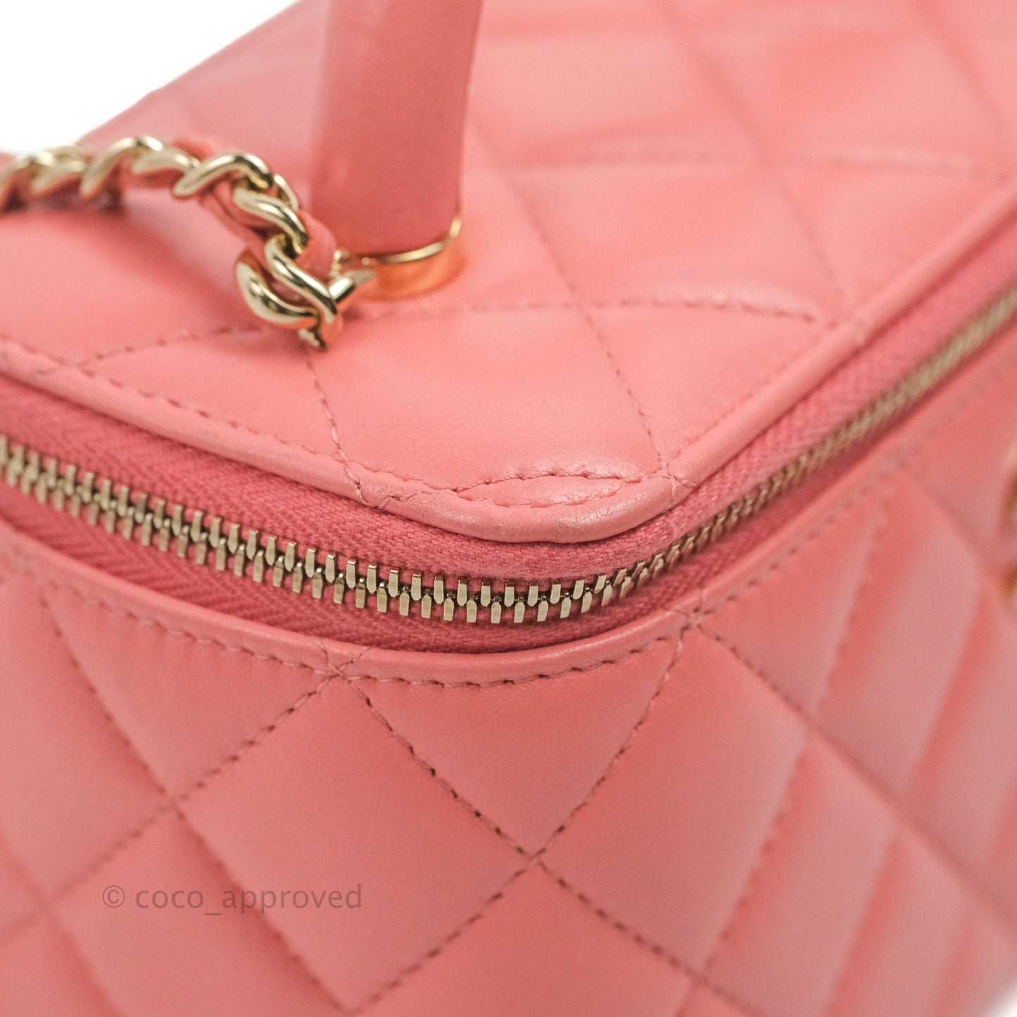 Chanel Vanity Rectangular Top Handle Pink Lambskin Gold Hardware