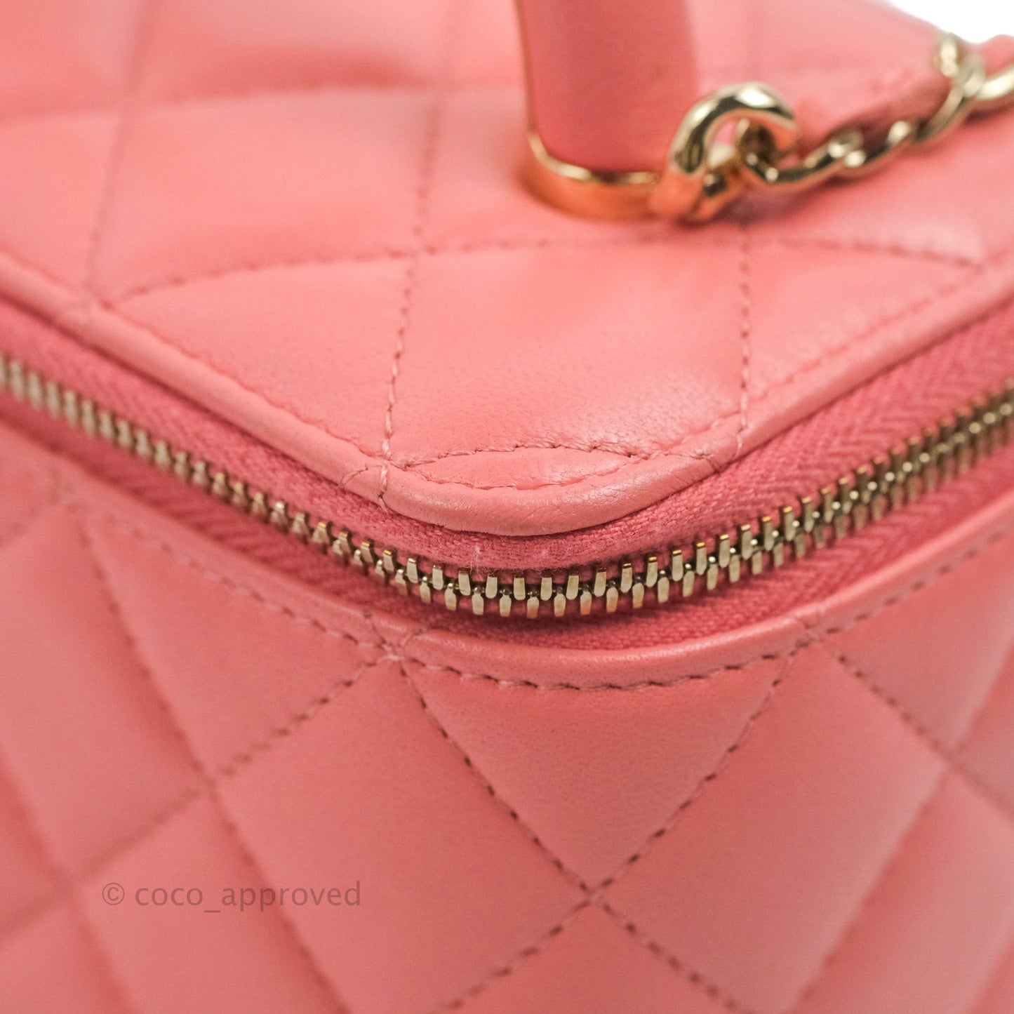 Chanel Vanity Rectangular Top Handle Pink Lambskin Gold Hardware