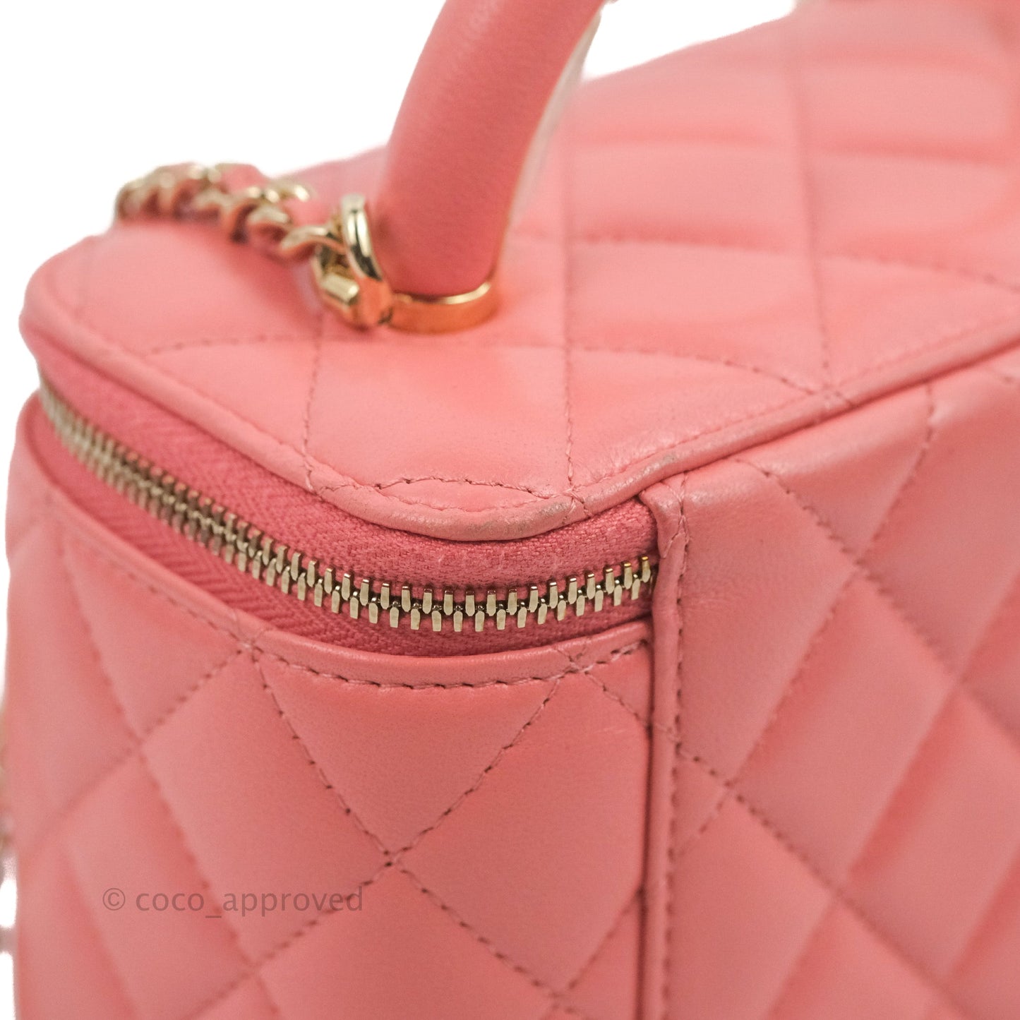 Chanel Vanity Rectangular Top Handle Pink Lambskin Gold Hardware