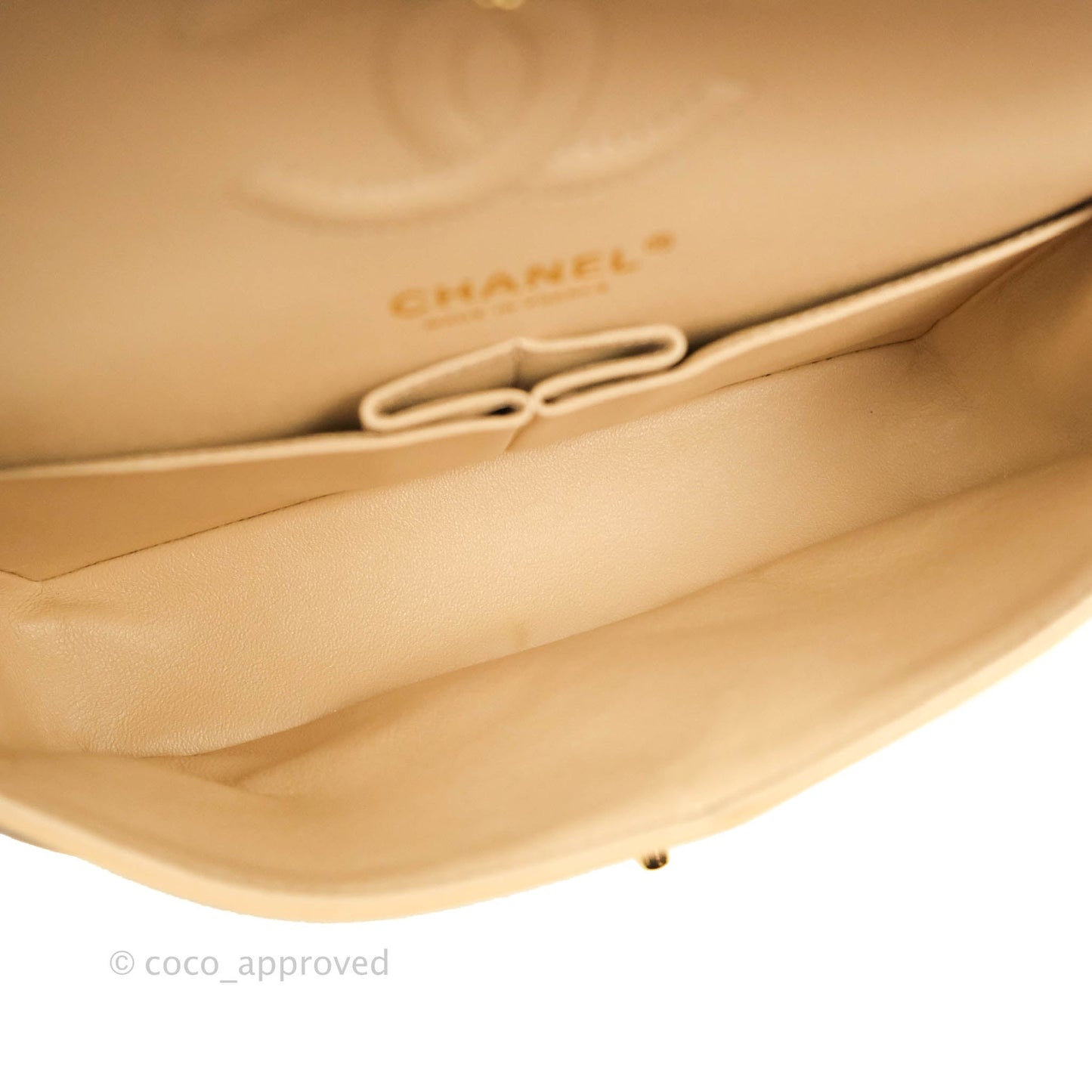 Chanel Small Classic Quilted Flap Beige Caviar Gold Hardware