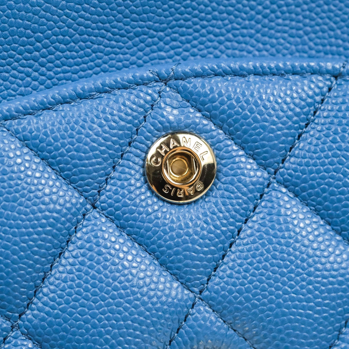 Chanel Small Classic Quilted Flap Blue Caviar Gold Hardware