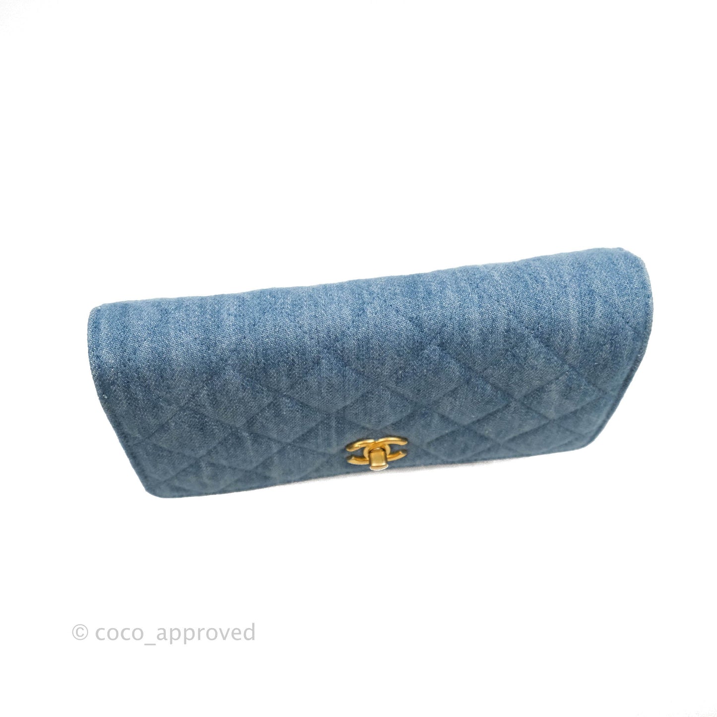 Chanel Quilted Pearl Crush Wallet on Chain WOC Denim Aged Gold Hardware