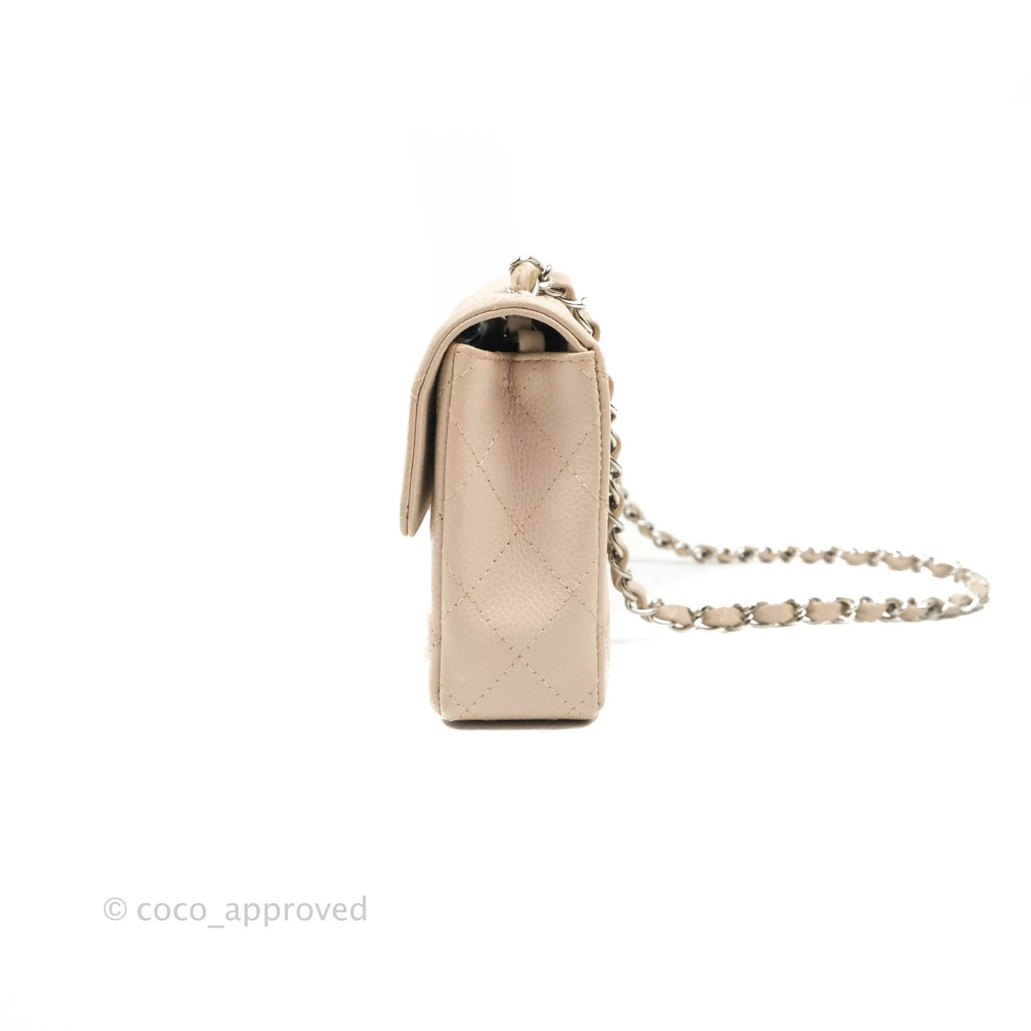 Chanel Quilted East West Flap Pale Pink Caviar Silver Hardware